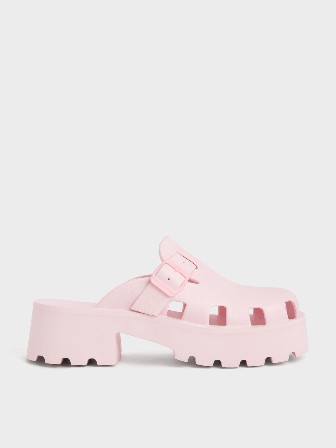 Mae Buckled Platform Mules, Light Pink, hi-res