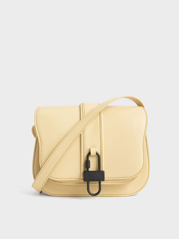 Balta Padlock Crossbody Bag, Beige, hi-res