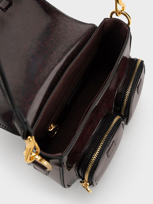 Letitia Front Flap Crossbody Bag, Dark Chocolate, hi-res