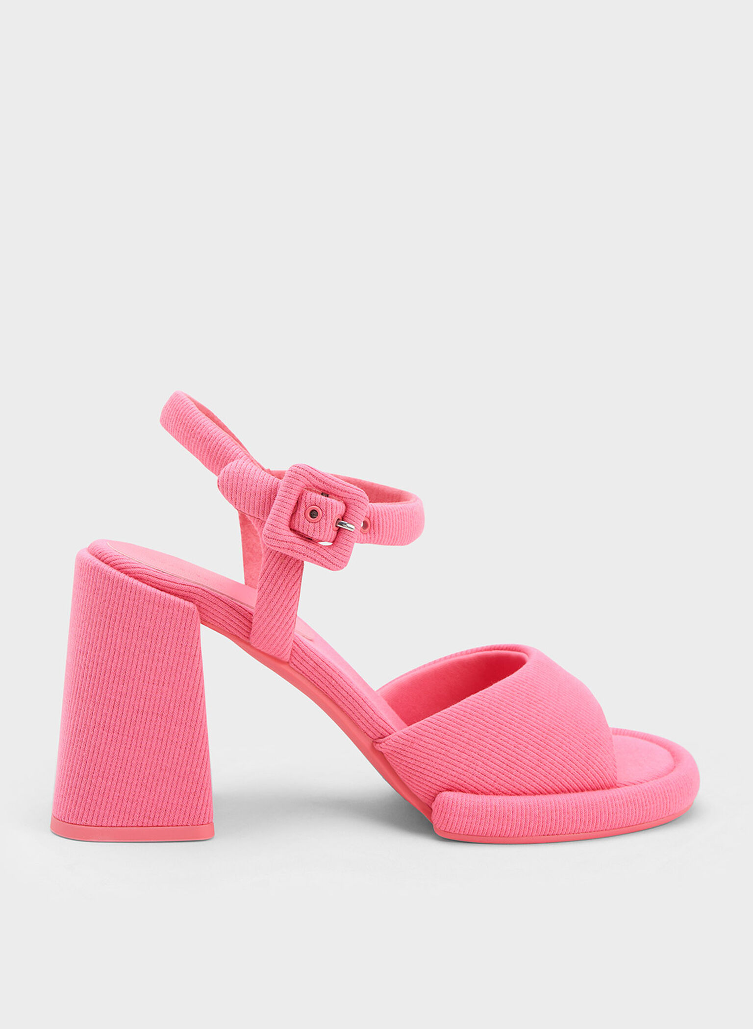 Sinead Woven Trapeze Heel Buckled Sandals, Pink, hi-res