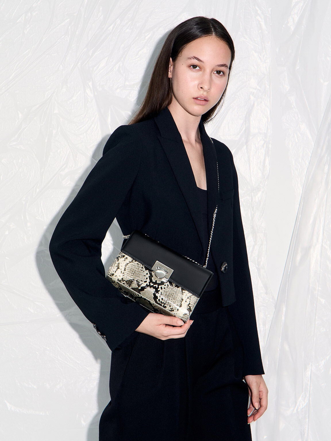 Black snake print bag store