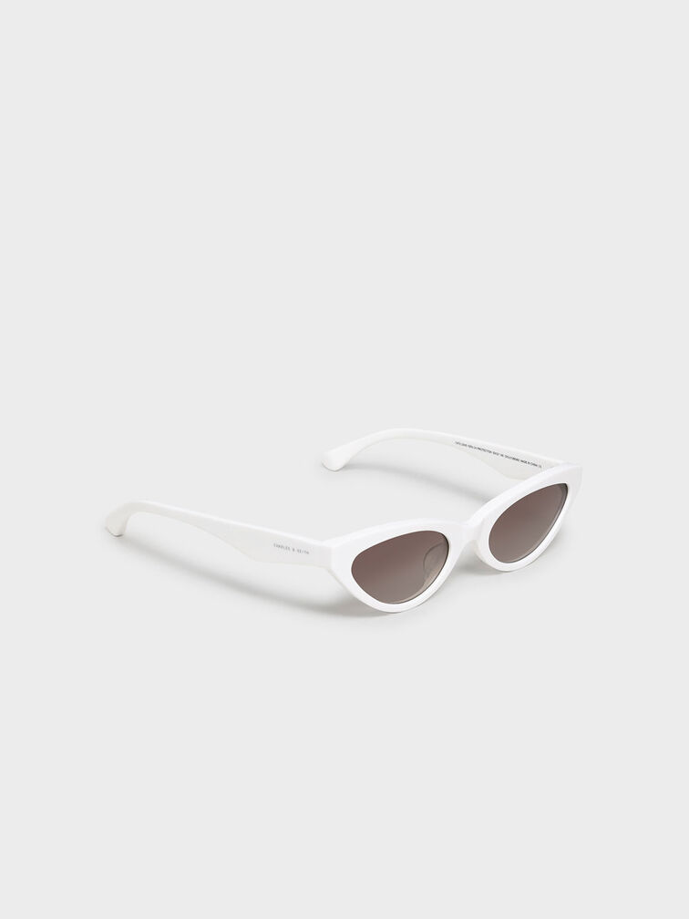 Acetate Oval Frame Sunglasses, White, hi-res