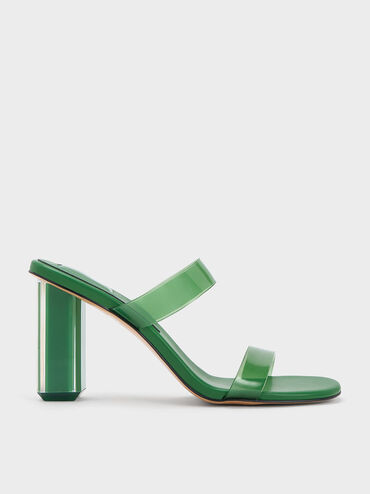 Fia Geometric Heel Mules, Green, hi-res