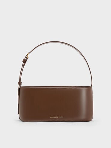 Wisteria Elongated Shoulder Bag, Dark Brown, hi-res