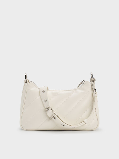 Philomena Crinkle-Effect Chain-Strap Crossbody Bag, Cream, hi-res