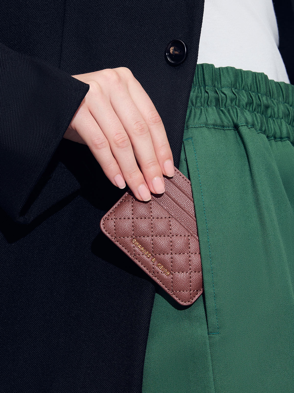 Quilted Cardholder, Chocolate, hi-res