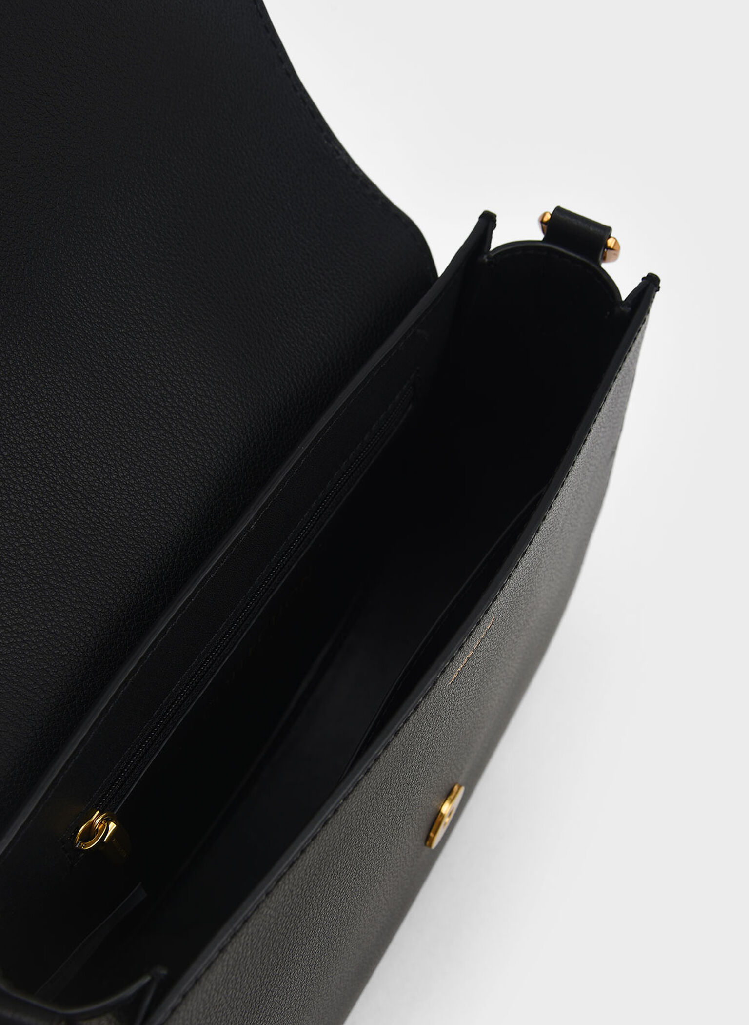 Gabine Leather Saddle Bag​, Black, hi-res