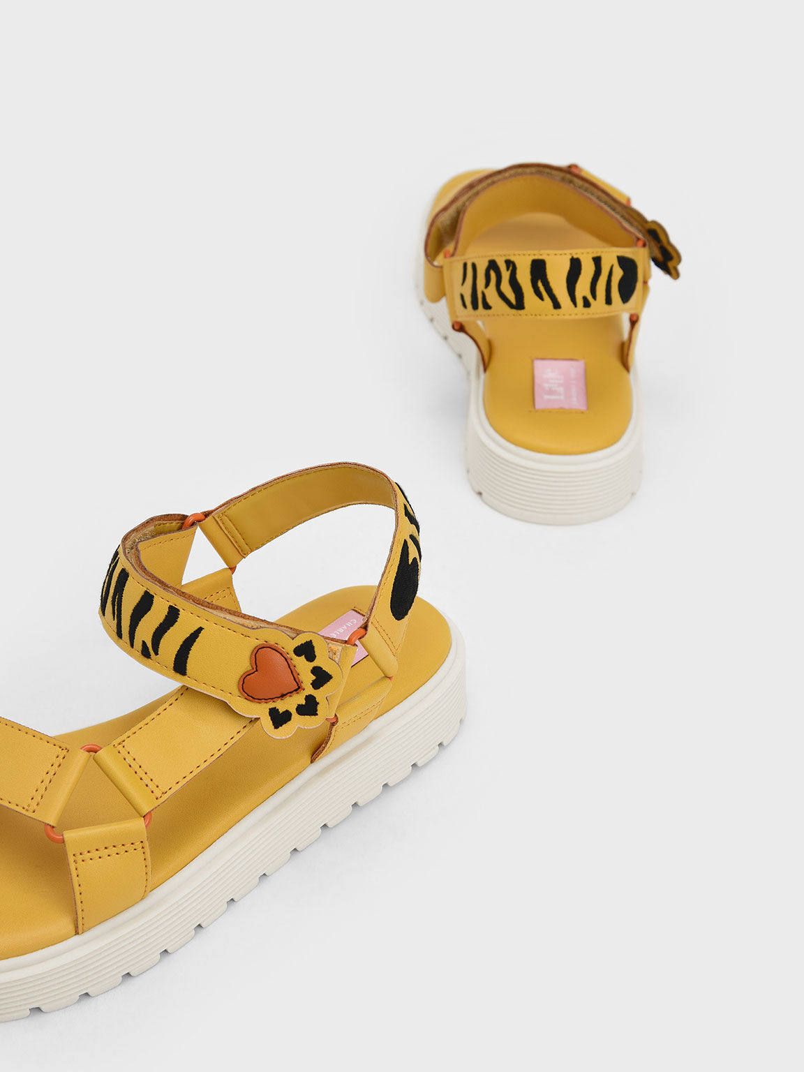 Girls' Tiger Stripes Sports Sandals, Yellow, hi-res