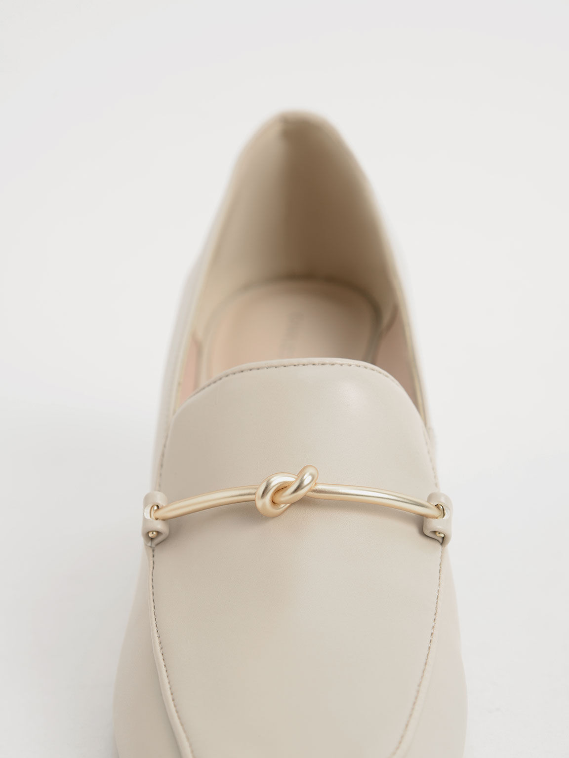 Metallic Accent Loafer Pumps, Chalk, hi-res