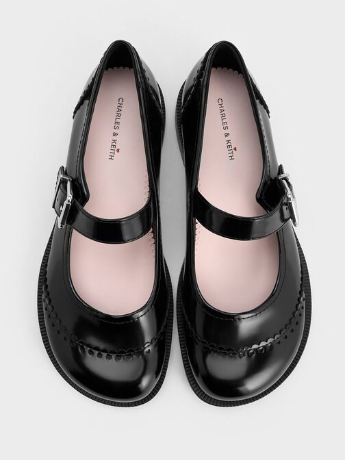 Zapatos Mary Jane con hebilla de corazón, Negro pulido, hi-res
