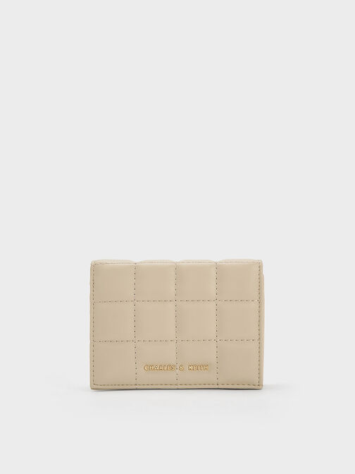 Padded Quilted Cardholder, Nude, hi-res