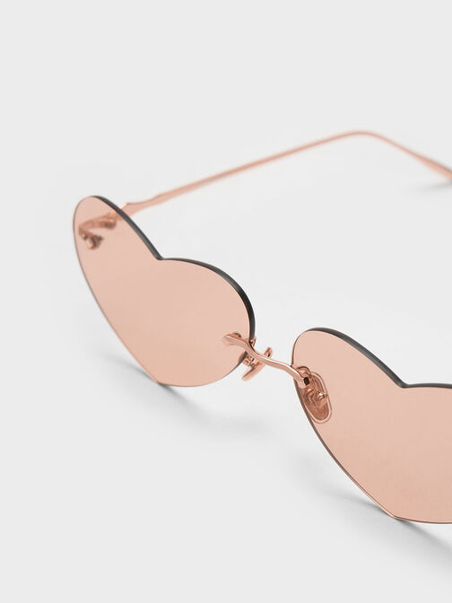 Heart-Shaped Cat-Eye Sunglasses, Pink, hi-res