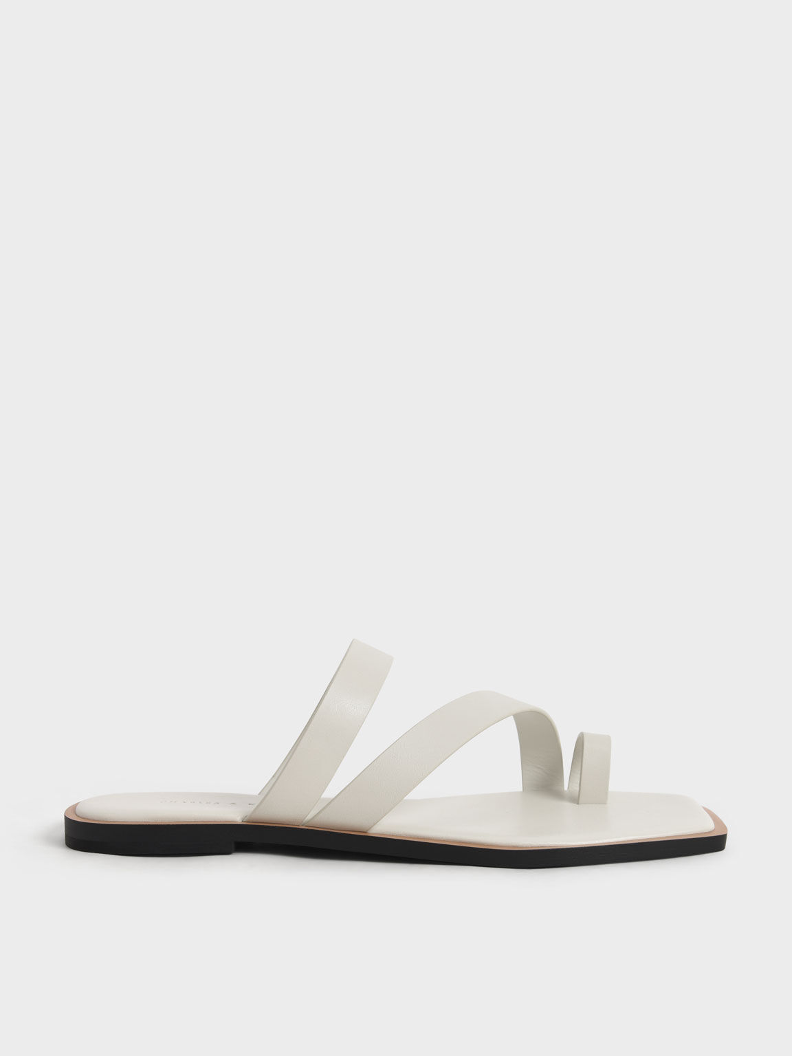 Toe Ring Strappy Slide Sandals, Chalk, hi-res