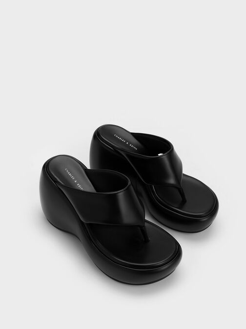 Zapatos de cuña Noemi con plataforma, Negro, hi-res