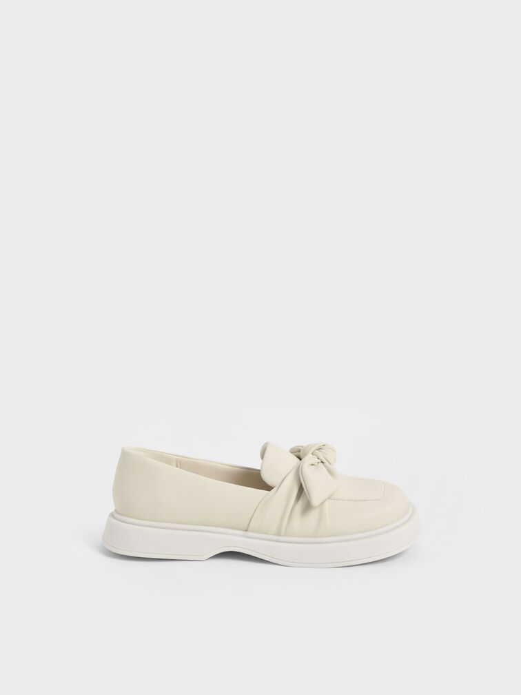 Girls' Bow Loafers, Chalk, hi-res