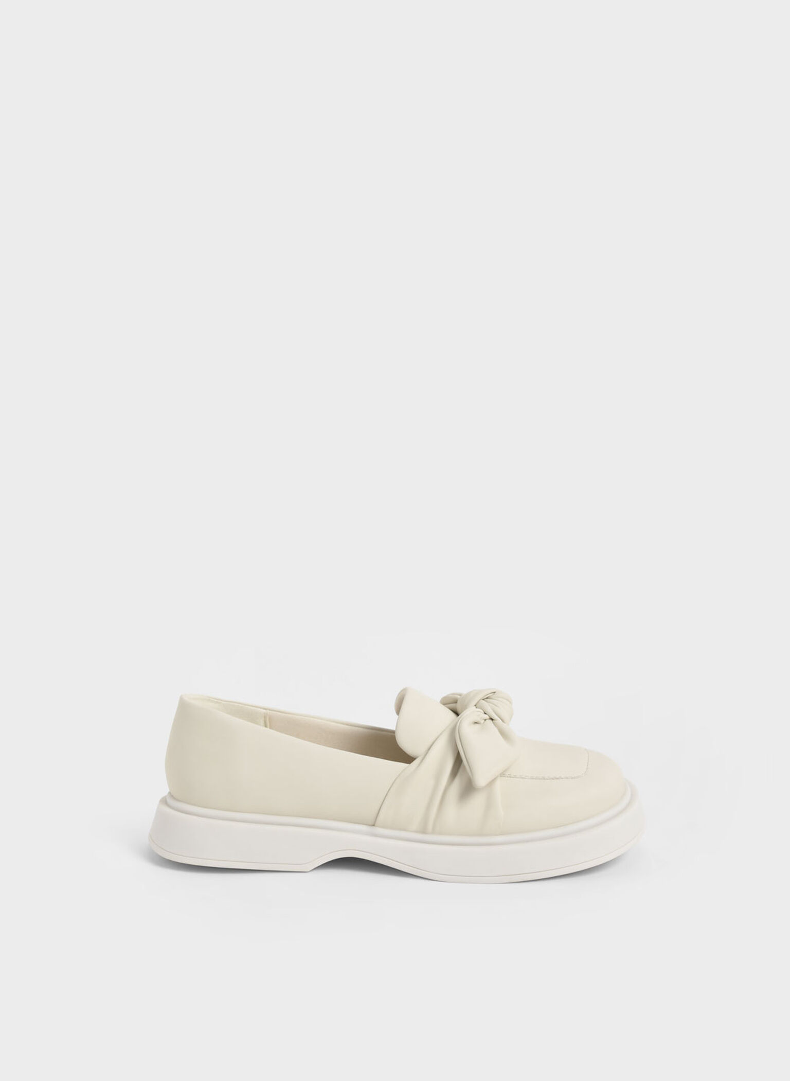 Girls' Bow Loafers, Chalk, hi-res