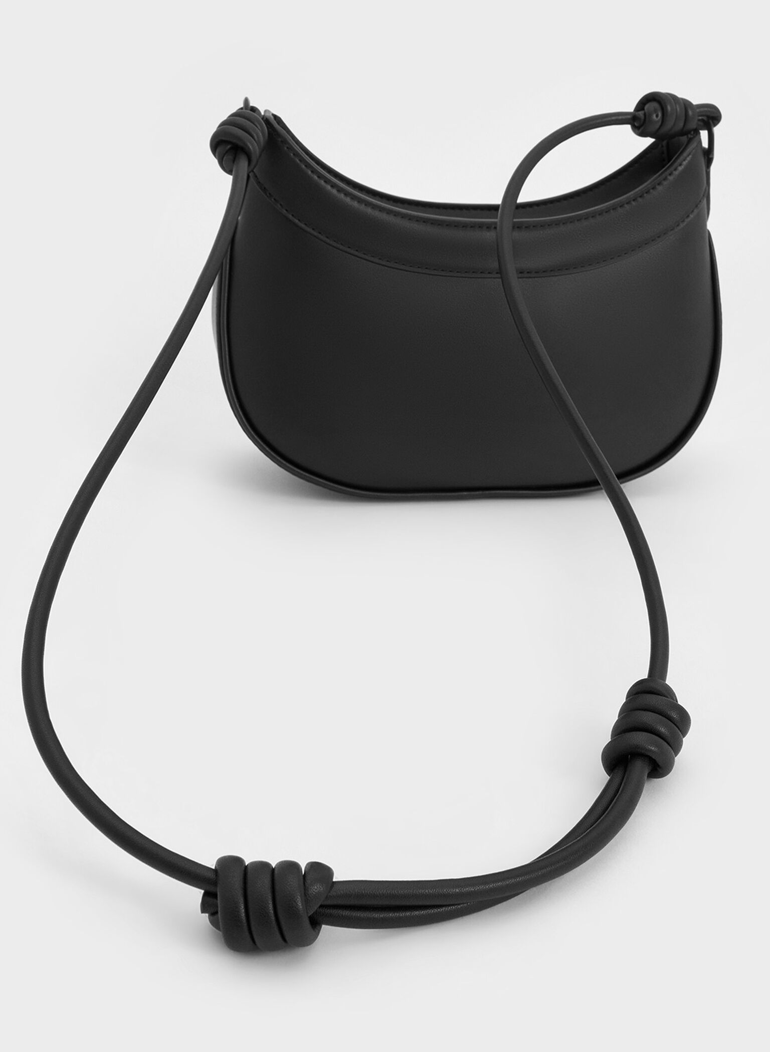 Sabine Knotted-Strap Curved Shoulder Bag, Jet Black, hi-res