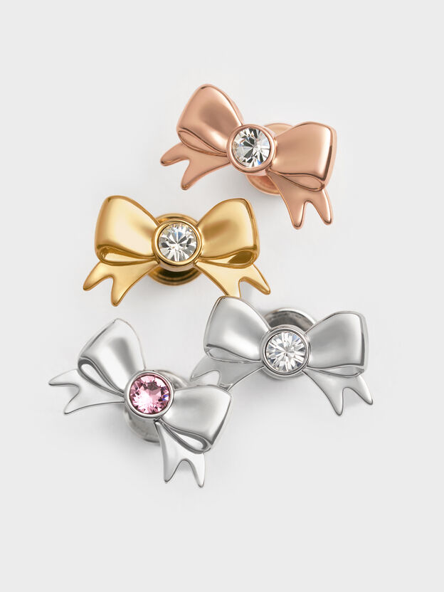 Paige Crystal-Bow Stud Earrings, Pink, hi-res