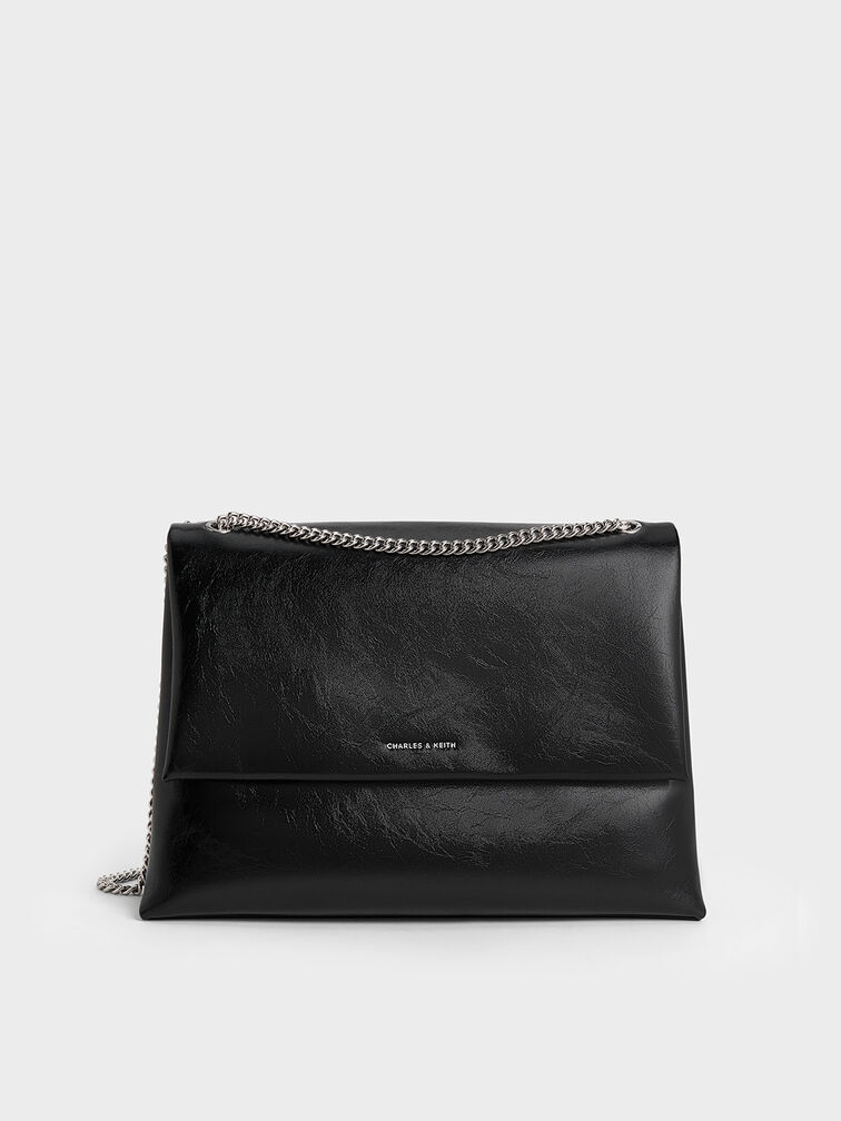 Sianna Chain-Handle Shoulder Bag, Black, hi-res
