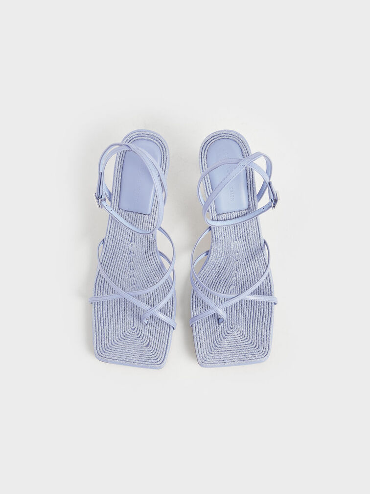 Ankle Strap Stiletto Sandals, Blue, hi-res