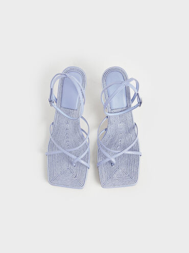 Ankle Strap Stiletto Sandals, Blue, hi-res