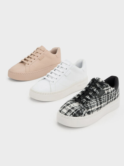 Lace-Up Sneakers, White, hi-res
