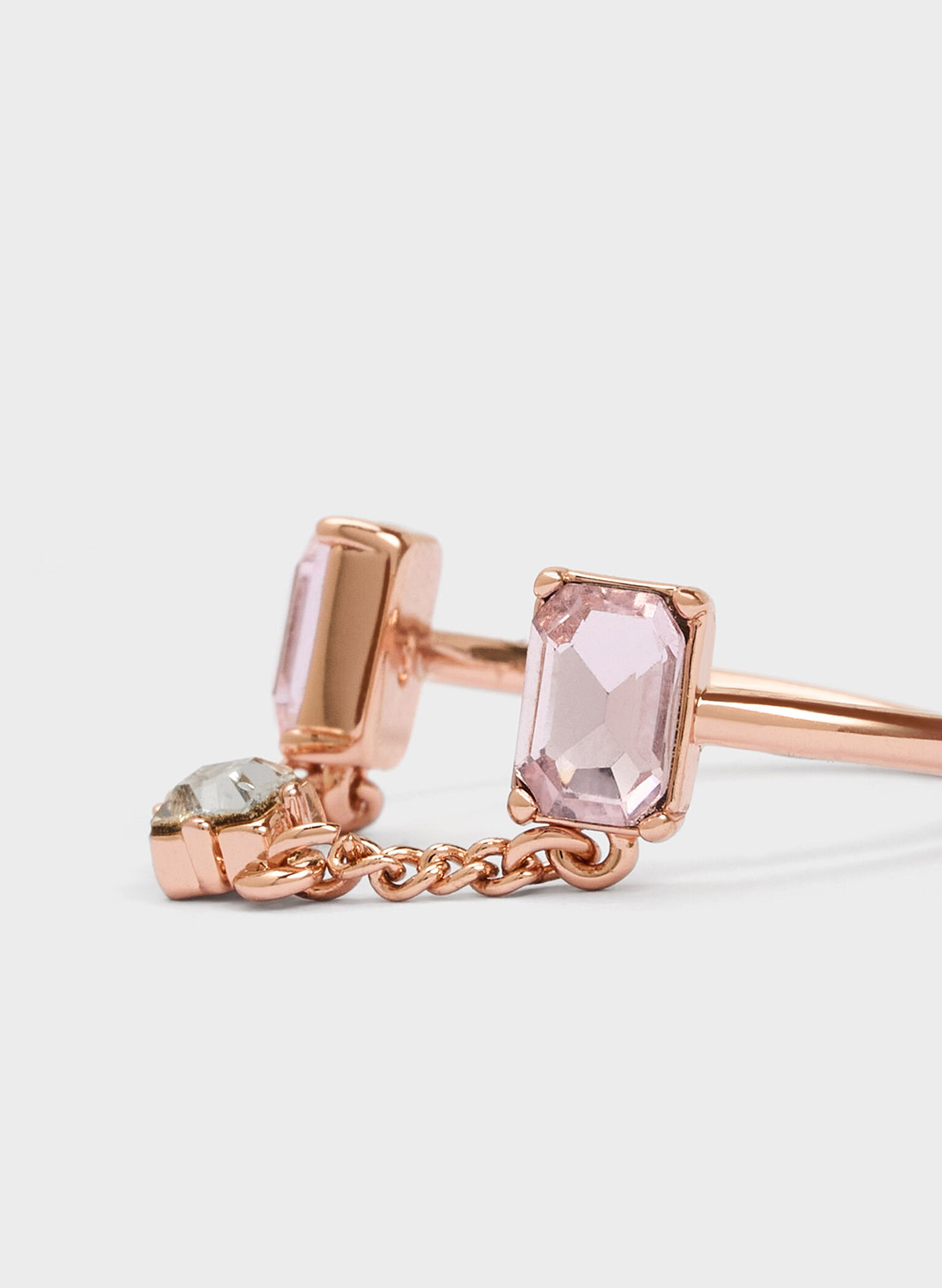 Zira Crystal Chain-Link Open Ring, Rose Gold, hi-res