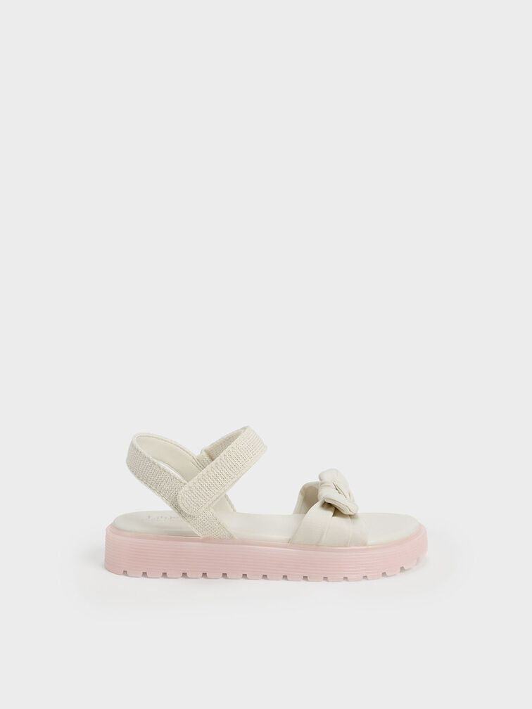 Girls' Nylon Knotted Sandals, Chalk, hi-res