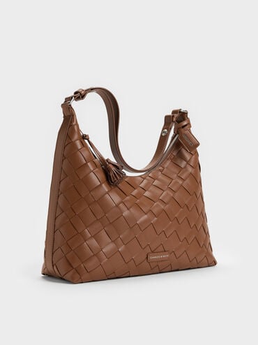 Ivette 編織流浪包, 巧克力, hi-res