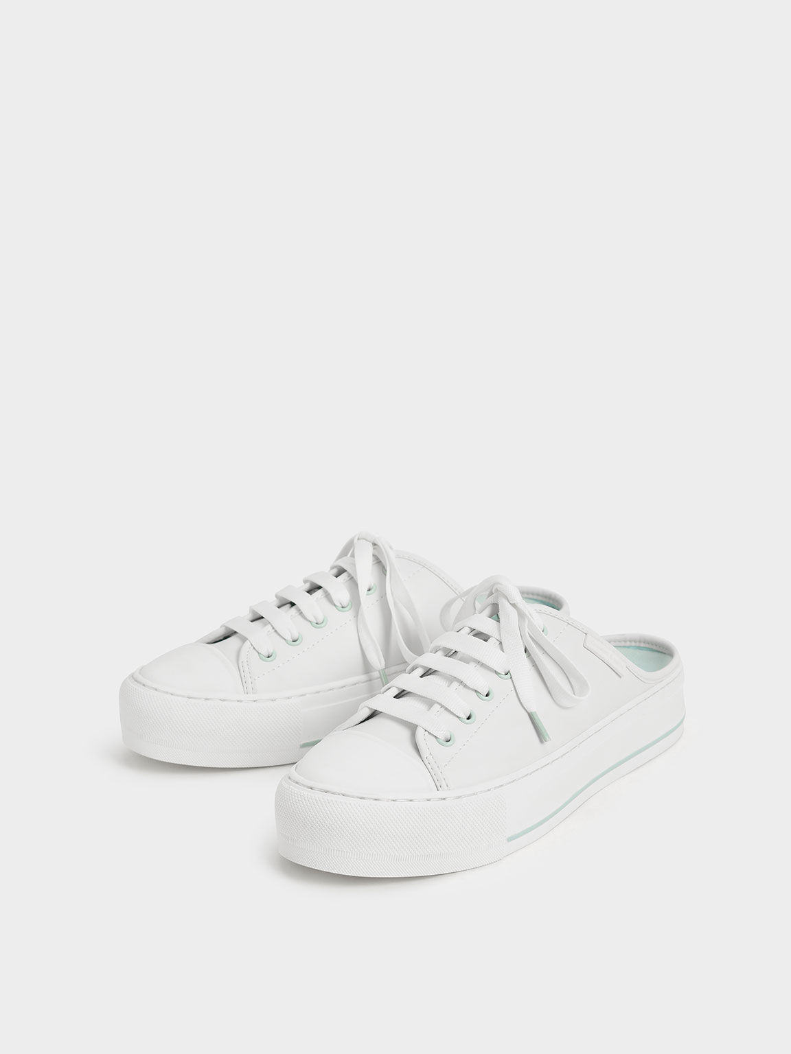 Sylar Heart-Motif Sneaker Mules, Mint Green, hi-res