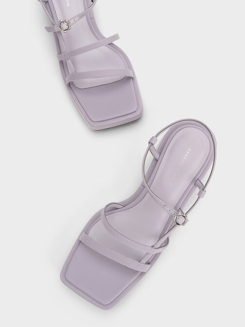 Selene 小花釦厚底粗跟涼鞋, 紫丁香色, hi-res
