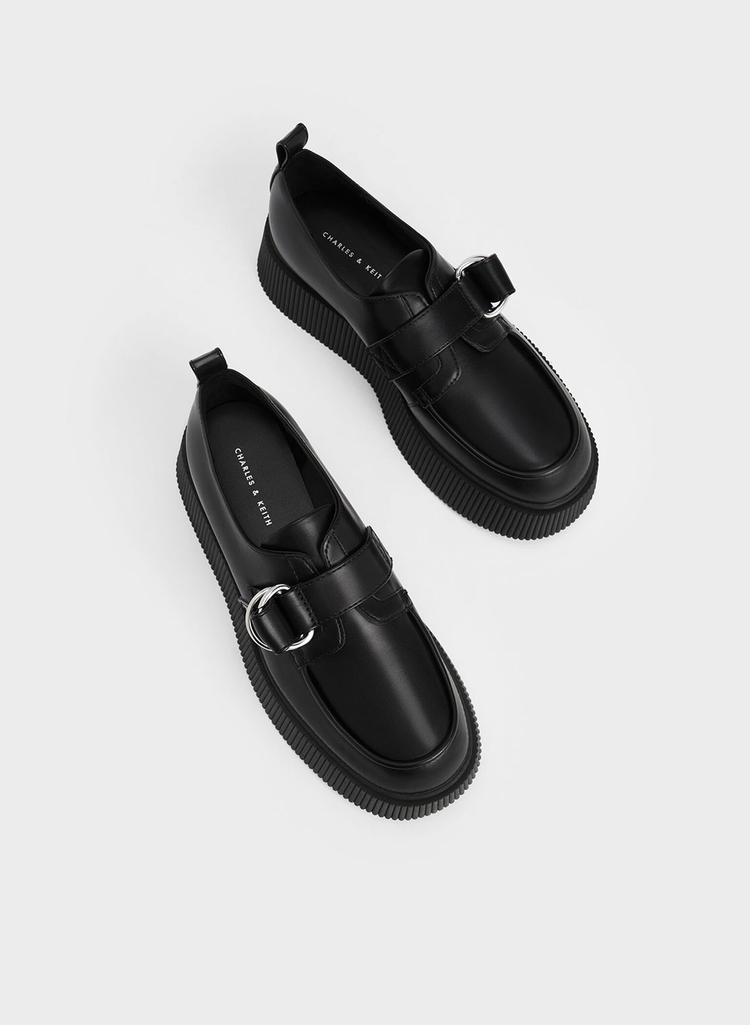 Cordova Buckled Platform Loafers, Black, hi-res