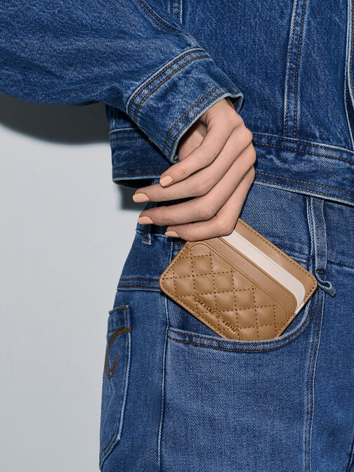 Quilted Multi-Slot Card Holder, Sand, hi-res