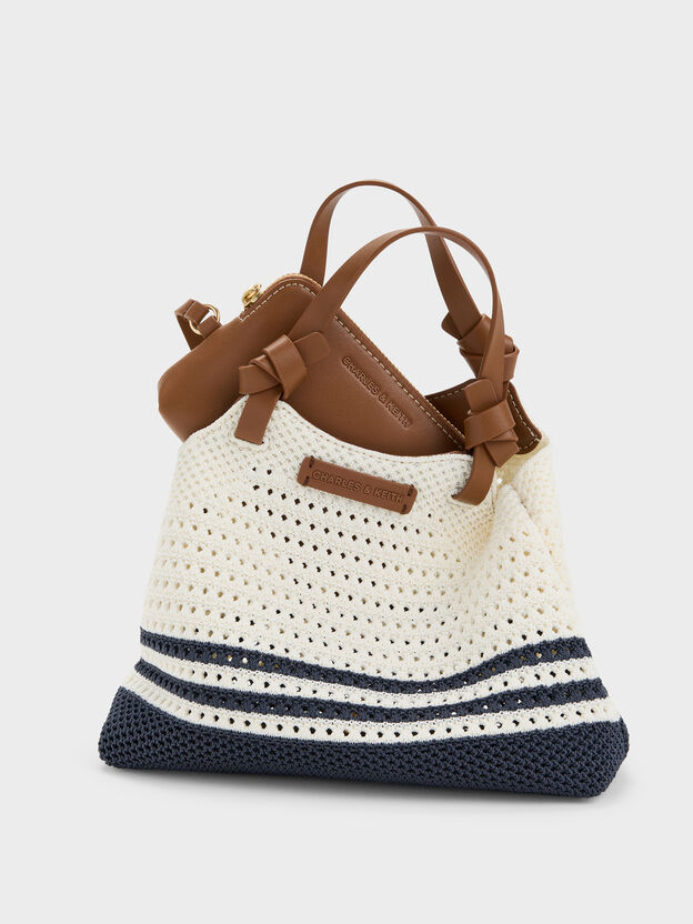 Bolsa Tote de Tric&ocirc; Listrada Mini Ida, Multicolorido, hi-res