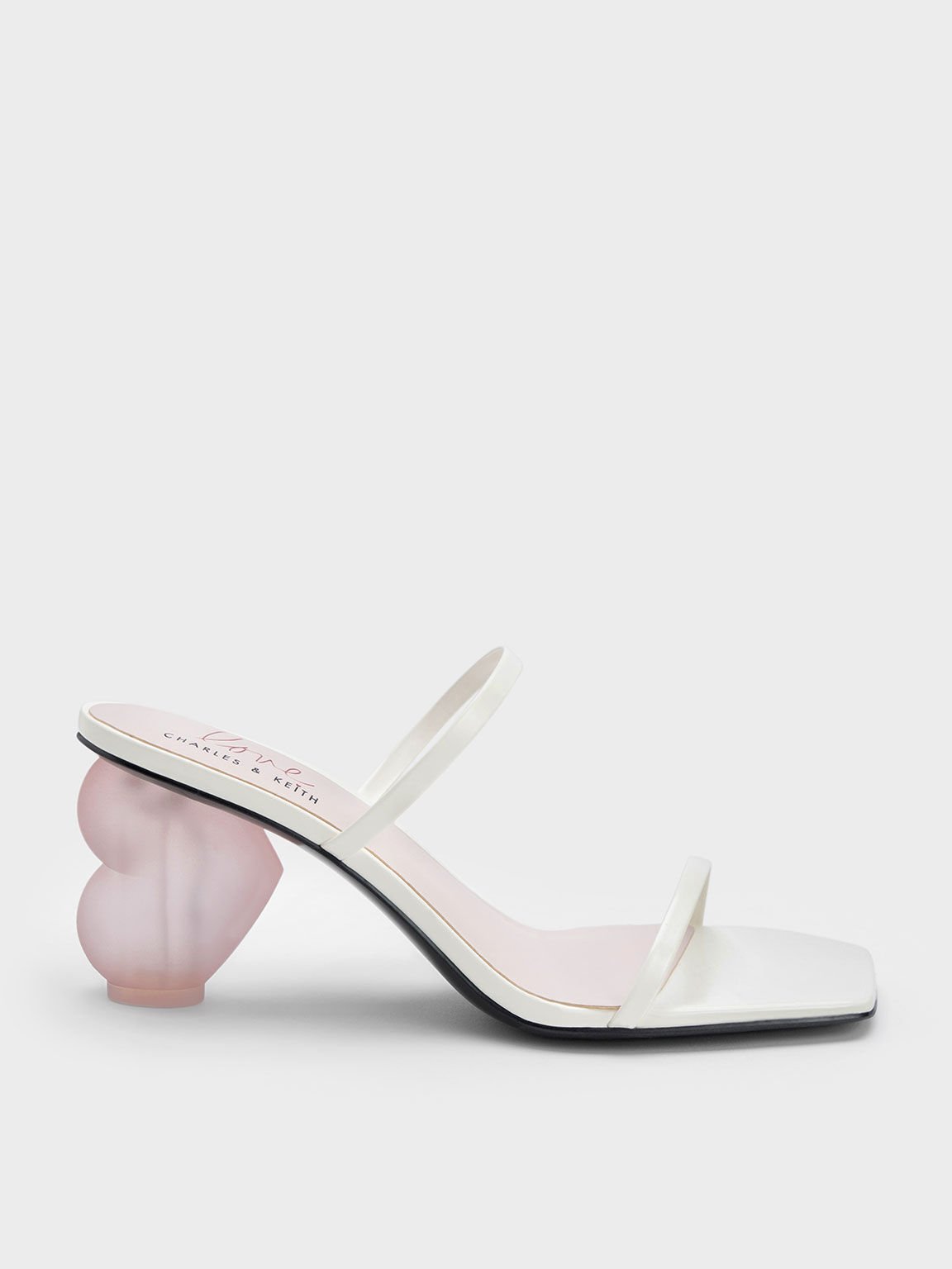 Light Blue Heart Heel Strappy Sandals | CHARLES & KEITH