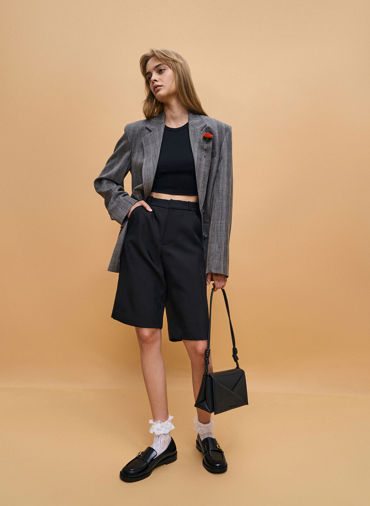 Midori Geometric Shoulder Bag, Jet Black, hi-res
