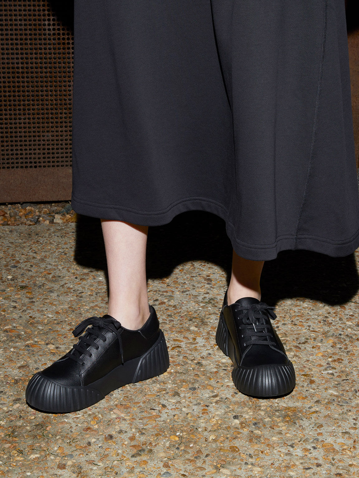 Adrian Chunky Sole Sneakers, Black, hi-res