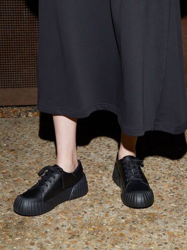 Adrian Chunky Sole Sneakers, Black, hi-res