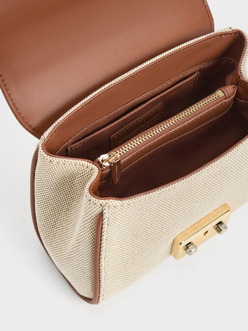 Eudora Canvas Top Handle Bag, Tan, hi-res