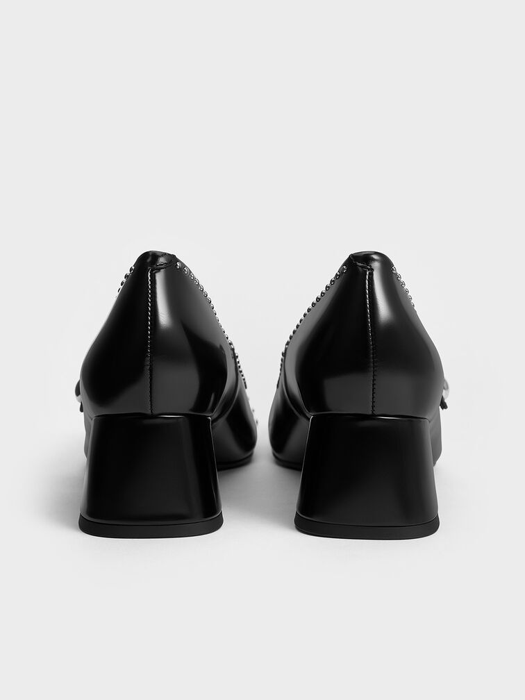 Studded Mary Jane Pumps, Black Box, hi-res