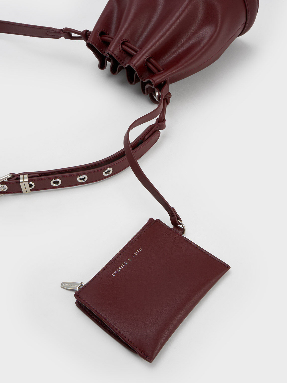 Blossom Drawstring Bucket Bag, Dark Chocolate, hi-res