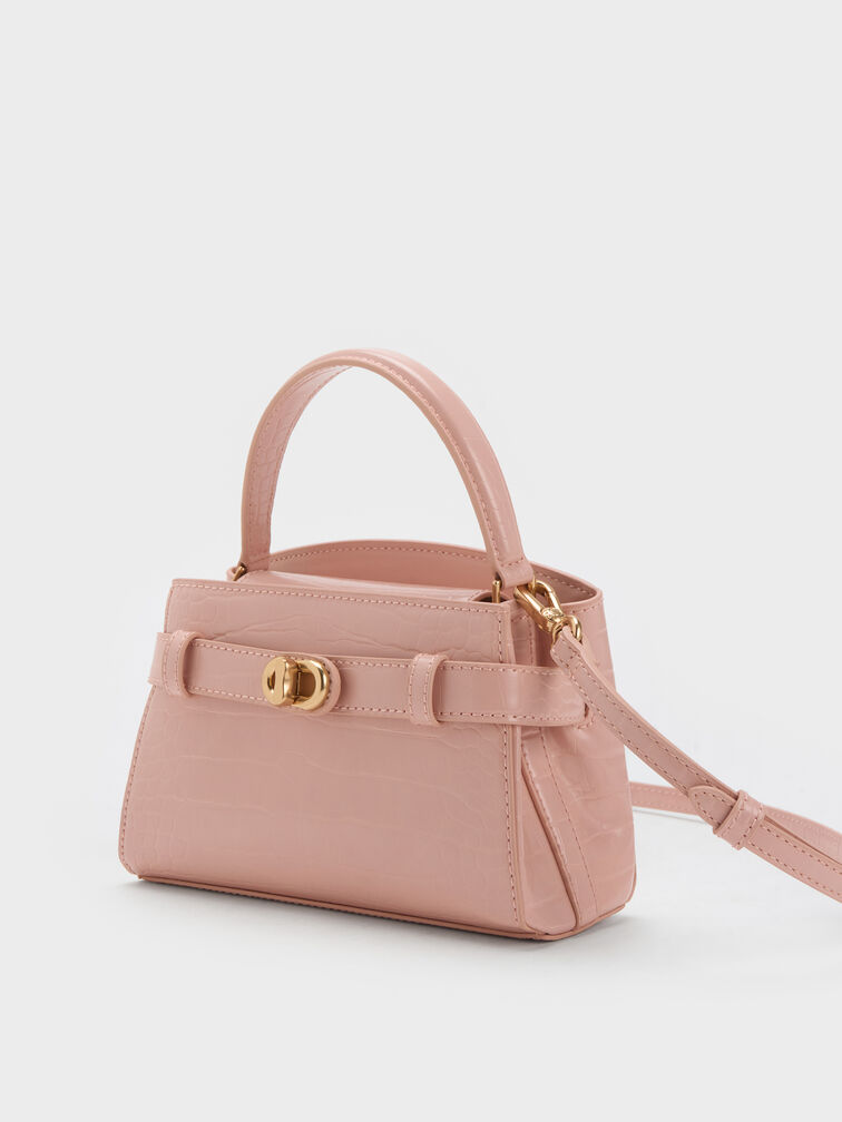 Aubrielle Croc-Effect Top Handle Bag, Light Pink, hi-res