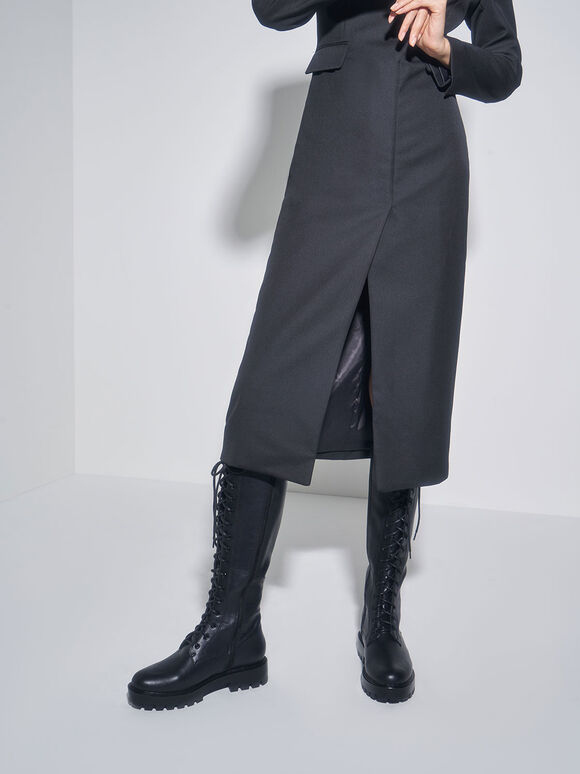 charles and keith lace up boots