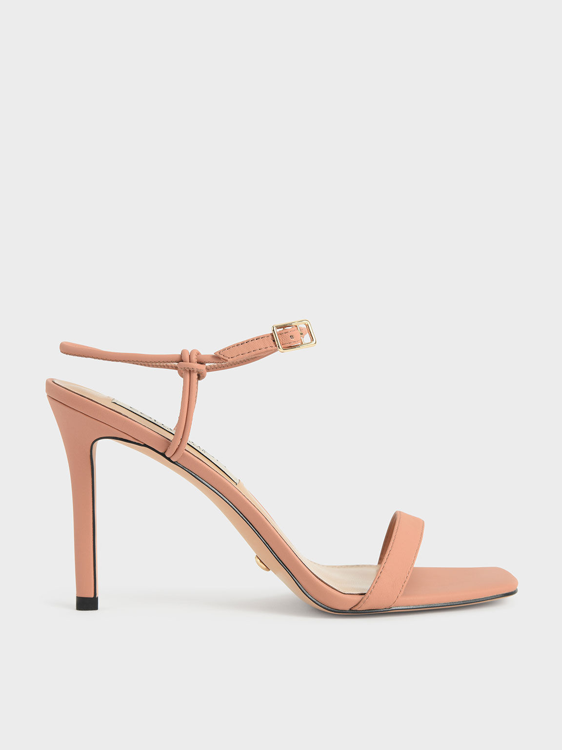 Tan Leather Knotted Heeled Sandals 