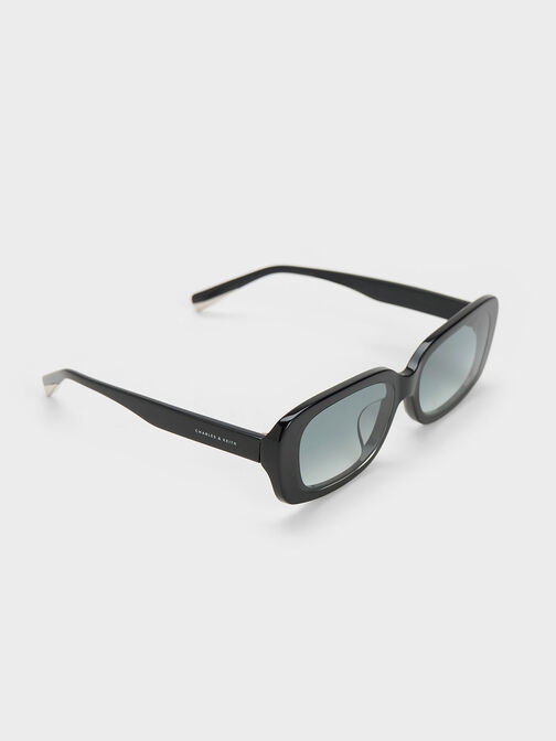 Rectangular Recycled Acetate Sunglasses, Black, hi-res