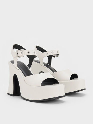 Jocelyn Grommet Ankle-Strap Platform Sandals, White, hi-res