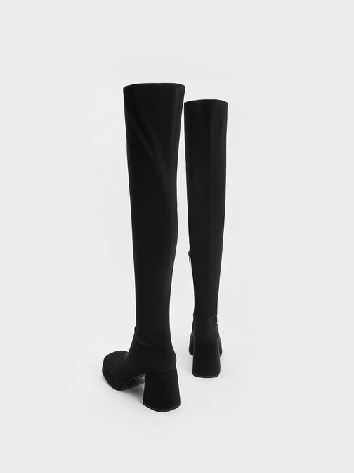 Evie Textured Platform Thigh-High Boots, Black Textured, hi-res