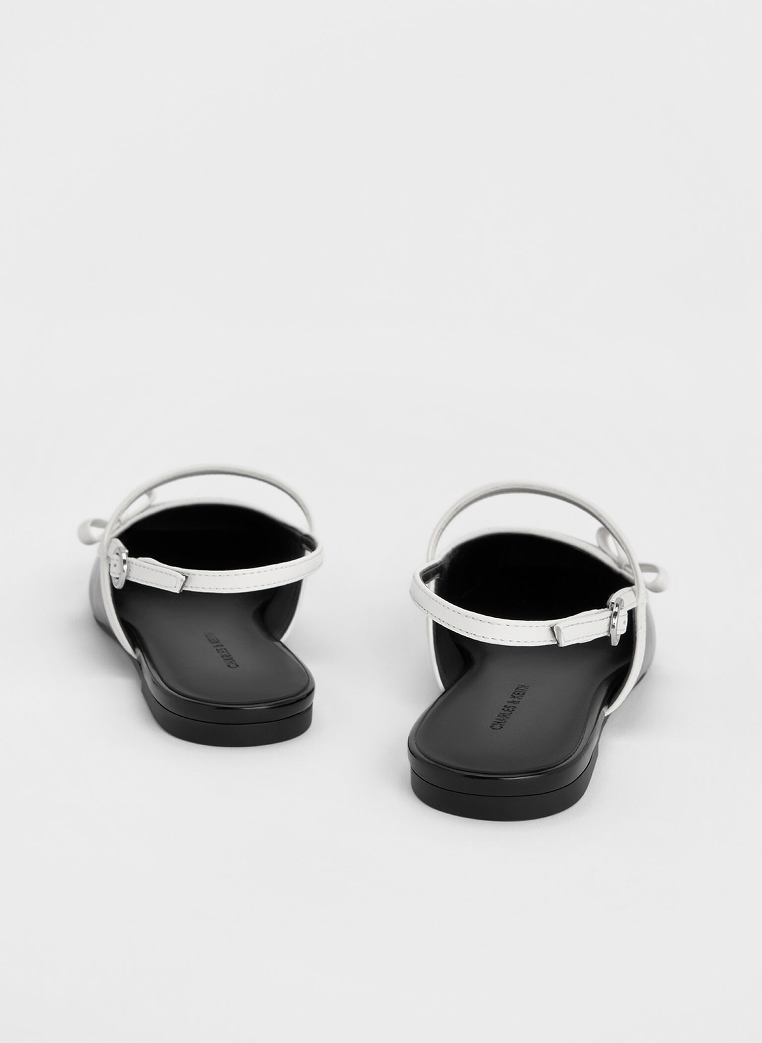 Two-Tone Bow Slingback Mary Jane Flats, Black Box, hi-res