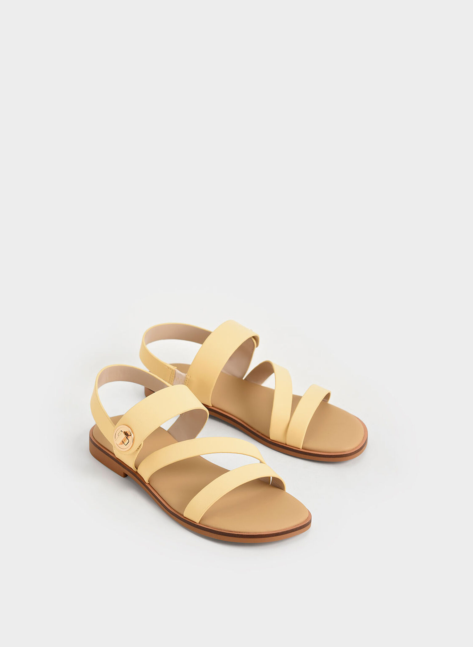 Girls' Yara Metallic Buckle Sandals, Yellow, hi-res