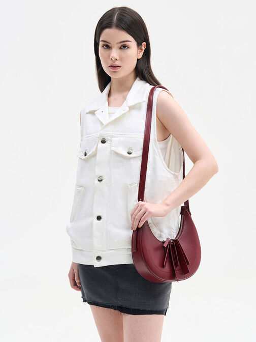 Carey Crescent Hobo Bag, Burgundy, hi-res